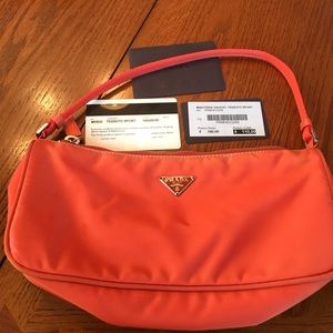 orange prada nylon bag